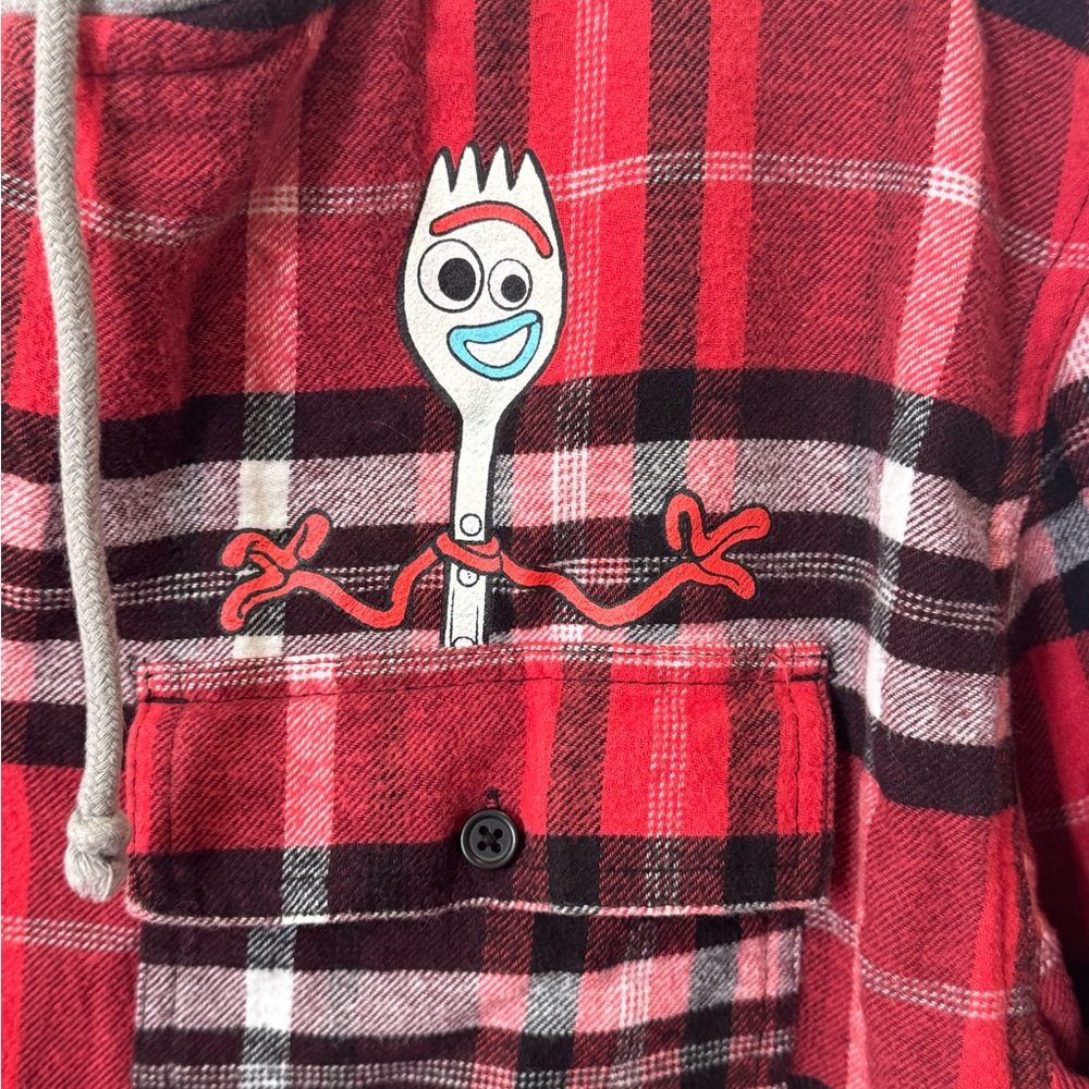 DISNEY x TOY STORY WOMENS FORKY GRAPHIC ZIP UP FLANNEL MEDIUM - Picture 3 of 9